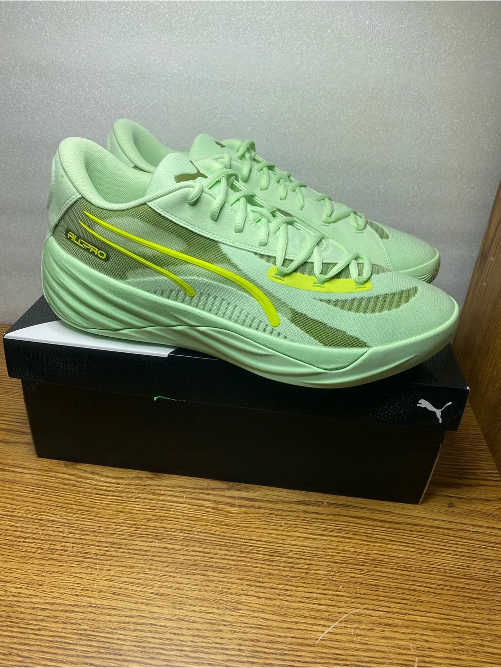 Puma All-Pro Nitro Fresh Mint Olive Green Athletic Shoes Men’s Size 14 New